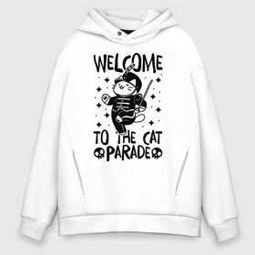 Мужское худи Oversize хлопок с принтом Welcome to the cat parade в Курске, френч-терри — 70% хлопок, 30% полиэстер. Мягкий теплый начес внутри —100% хлопок | боковые карманы, эластичные манжеты и нижняя кромка, капюшон на магнитной кнопке | Тематика изображения на принте: gerard way | mcr | my chemical romance | альтернативный | группа | джерард уэй | май кемикал романс | мкр | мой химический роман | мхр | мцр | панк | поп | поппанк | рок | рэй торо