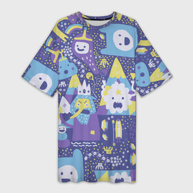 Платье-футболка 3D с принтом Adventure Time The Ice King в Курске,  |  | adventure time | dsgnzaets | finn the human | jake the dog | vdzajul | время приключений | джейк | лич | марселин | ооо | рикардио | снежный король | финн | финн парнишка