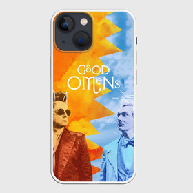 Чехол для iPhone 13 mini с принтом Good Omens в Курске,  |  | aziraphale | crowley | david | demon | good | omens | pratchett | tennant | terry | азирафаэль | ангел | благие | демон | дэвид | знамения | кроули | майкл шин | пратчетт | теннант | терри