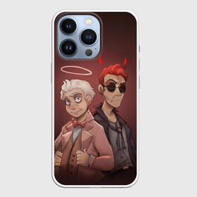 Чехол для iPhone 13 Pro с принтом Азирафель и Кроули в Курске,  |  | good | omens | sheen | tennant | азирафель | ангел | благие знамения | демон | кроили | падший | теннант | шин