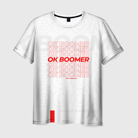 Мужская футболка 3D с принтом Ok boomer 3D в Курске, 100% полиэфир | прямой крой, круглый вырез горловины, длина до линии бедер | boomer | casual | ok | ok boomer | бумер | зумеры | ок | ок бумер | хорошо