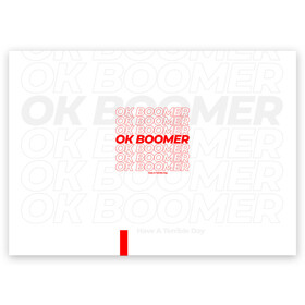 Поздравительная открытка с принтом Ok boomer 3D в Курске, 100% бумага | плотность бумаги 280 г/м2, матовая, на обратной стороне линовка и место для марки
 | boomer | casual | ok | ok boomer | бумер | зумеры | ок | ок бумер | хорошо