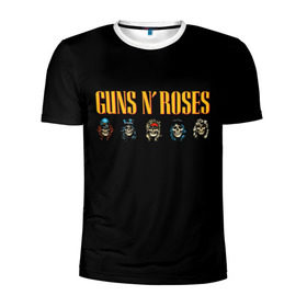 Мужская футболка 3D спортивная с принтом Guns n roses в Курске, 100% полиэстер с улучшенными характеристиками | приталенный силуэт, круглая горловина, широкие плечи, сужается к линии бедра | axl rose | geffen records | gnr | guns | rock | roses | slash | гансы | пистолеты | розы | рок | слеш | эксл роуз