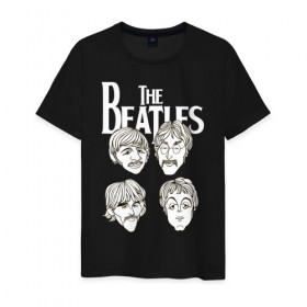 Мужская футболка хлопок с принтом The Beatles team в Курске, 100% хлопок | прямой крой, круглый вырез горловины, длина до линии бедер, слегка спущенное плечо. | beatles | rock | the beatles | битлз | битлс | музыка | рок