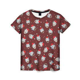 Женская футболка 3D с принтом MARRY RICK-MAS в Курске, 100% полиэфир ( синтетическое хлопкоподобное полотно) | прямой крой, круглый вырез горловины, длина до линии бедер | rick and morty | мультсериал | новый год | рик и морти | рождество