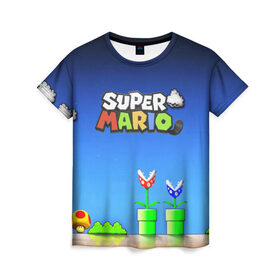 Женская футболка 3D с принтом Super Mario в Курске, 100% полиэфир ( синтетическое хлопкоподобное полотно) | прямой крой, круглый вырез горловины, длина до линии бедер | concept art | enemies | first level | fungus | game art | kirbys adventure | luigi’s mansion | mario | mario bros | minimalism | pixels | super mario | super mario 2 | марио