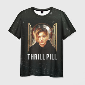 Мужская футболка 3D с принтом THRILL PILL - Грустная Песня в Курске, 100% полиэфир | прямой крой, круглый вырез горловины, длина до линии бедер | fuelle | logo | music | noir | pil | pill | rap | raper | symbol | thril | thrill | tril | trill | дамб | лого | музыка | пил | пилл | рэп | рэппер | сам | символ | трил | трилл | тхрил | тхрилл | фотографии | щит