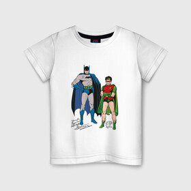 Детская футболка хлопок с принтом Batman and Robin в Курске, 100% хлопок | круглый вырез горловины, полуприлегающий силуэт, длина до линии бедер | arkham asylum | batman | batman and joker | batman and robin | detective batman | detective comics | shtatbat