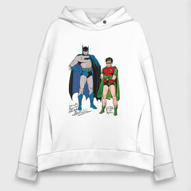 Женское худи Oversize хлопок с принтом Batman and Robin в Курске, френч-терри — 70% хлопок, 30% полиэстер. Мягкий теплый начес внутри —100% хлопок | боковые карманы, эластичные манжеты и нижняя кромка, капюшон на магнитной кнопке | Тематика изображения на принте: arkham asylum | batman | batman and joker | batman and robin | detective batman | detective comics | shtatbat