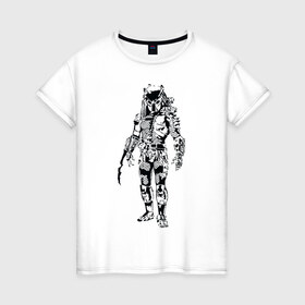 Женская футболка хлопок с принтом Predator в Курске, 100% хлопок | прямой крой, круглый вырез горловины, длина до линии бедер, слегка спущенное плечо | alien | predator | хищник | чужой