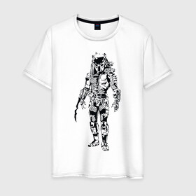Мужская футболка хлопок с принтом Predator в Курске, 100% хлопок | прямой крой, круглый вырез горловины, длина до линии бедер, слегка спущенное плечо. | alien | predator | хищник | чужой