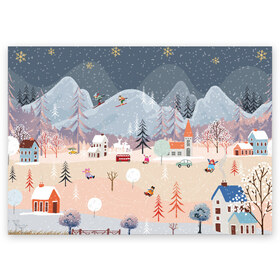 Поздравительная открытка с принтом Новогодние каникулы в Курске, 100% бумага | плотность бумаги 280 г/м2, матовая, на обратной стороне линовка и место для марки
 | Тематика изображения на принте: 2020 | елка | елки | елочные игрушки | зима | зимняя | игрушки | мороз | новогодняя | новый год | новый год 2020 | рождество | рябина | снег | холод