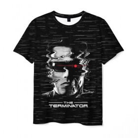 Мужская футболка 3D с принтом The Terminator в Курске, 100% полиэфир | прямой крой, круглый вырез горловины, длина до линии бедер | arnold | connor | john | robot | schwarzenegger | skynet | t 800 | terminator | арнольд | джон | коннор | ликвидатор | небесная | робот | сеть | скайнет | терминатор | шварценеггер