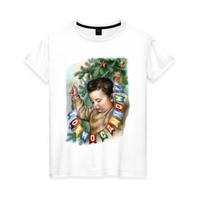 Женская футболка хлопок с принтом Говно с дымом в Курске, 100% хлопок | прямой крой, круглый вырез горловины, длина до линии бедер, слегка спущенное плечо | буквы | гирлянда | дым | ёлка | мальчик | новый год | флажки