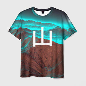 Мужская футболка 3D с принтом Горы в Курске, 100% полиэфир | прямой крой, круглый вырез горловины, длина до линии бедер | vaporwave | горы | иероглиф | япония
