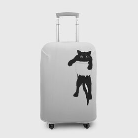 Чехол для чемодана 3D с принтом Кот в кармашке в Курске, 86% полиэфир, 14% спандекс | двустороннее нанесение принта, прорези для ручек и колес | 