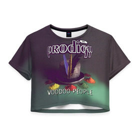 Женская футболка Cropp-top с принтом The Prodigy в Курске, 100% полиэстер | круглая горловина, длина футболки до линии талии, рукава с отворотами | people | prodigy | the prodigy | voodoo people | продиджи