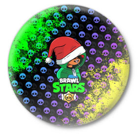 Значок с принтом Brawl Stars LEON (НОВОГОДНИЙ) в Курске,  металл | круглая форма, металлическая застежка в виде булавки | brawl | brawl stars | crow | leon | stars | бравл | бравл старс | браво старс | игра | компьютерная | кров | леон | новогодний | новый год | онлайн | с новым годом | старс