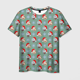 Мужская футболка 3D с принтом Рик и Морти в Курске, 100% полиэфир | прямой крой, круглый вырез горловины, длина до линии бедер | dsgnkovaleva рик и морти | new year. | vdkovmar | дед мороз | джастин ройланд | дэн хармон | мистер мисикс | новый год | плюмбус. rickmorty | санта клаус | снежинки