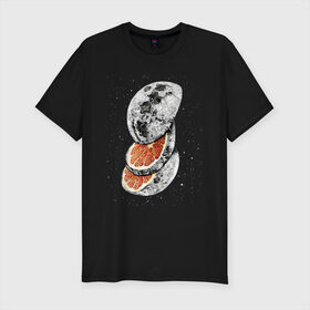 Мужская футболка премиум с принтом Lunar Fruit #2 в Курске, 92% хлопок, 8% лайкра | приталенный силуэт, круглый вырез ворота, длина до линии бедра, короткий рукав | cosmos | lunar fruit | moon | space | star | звезды | космос | луна | фрукты