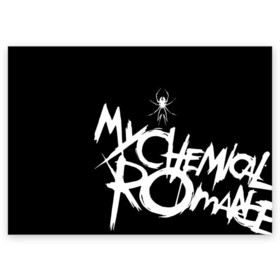 Поздравительная открытка с принтом My Chemical Romance в Курске, 100% бумага | плотность бумаги 280 г/м2, матовая, на обратной стороне линовка и место для марки
 | Тематика изображения на принте: gerard way | mcr | my chemical romance | альтернативный | группа | джерард уэй | май кемикал романс | мкр | мой химический роман | мхр | мцр | панк | поп | поппанк | рок | рэй торо