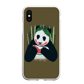 Чехол для iPhone XS Max матовый с принтом Panda в Курске, Силикон | Область печати: задняя сторона чехла, без боковых панелей | animal | арбуз | бамбук | животное | панда