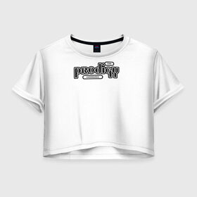 Женская футболка Cropp-top с принтом The Prodigy в Курске, 100% полиэстер | круглая горловина, длина футболки до линии талии, рукава с отворотами | 