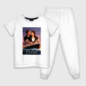 Детская пижама хлопок с принтом Titanic в Курске, 100% хлопок |  брюки и футболка прямого кроя, без карманов, на брюках мягкая резинка на поясе и по низу штанин
 | Тематика изображения на принте: cameron | dawson | dicaprio | jack | james | kate | leonardo | liner | ocean | rose | titanic | джеймс | джек | дикаприо | доусон | кейт | кэмерон | лайнер | леонардо | океан | роза | титаник | уинслет