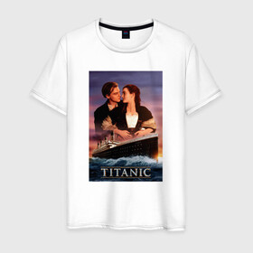 Мужская футболка хлопок с принтом Titanic в Курске, 100% хлопок | прямой крой, круглый вырез горловины, длина до линии бедер, слегка спущенное плечо. | Тематика изображения на принте: cameron | dawson | dicaprio | jack | james | kate | leonardo | liner | ocean | rose | titanic | джеймс | джек | дикаприо | доусон | кейт | кэмерон | лайнер | леонардо | океан | роза | титаник | уинслет