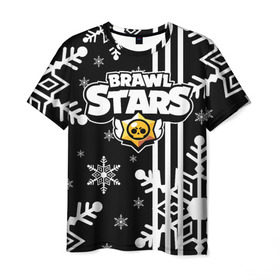 Мужская футболка 3D с принтом Новогодний Brawl Stars в Курске, 100% полиэфир | прямой крой, круглый вырез горловины, длина до линии бедер | 