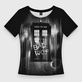 Женская футболка 3D Slim с принтом Doctor Who в Курске,  |  | bbc | dimension | dr who | jenna coleman | jodie whittaker | matt smith | relative | resolution | space | tardis | the doctor | time | галлифрей | джоди уиттакер | доктор кто | тардис
