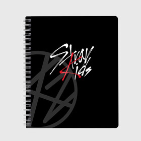 Тетрадь с принтом Stray Kids в Курске, 100% бумага | 48 листов, плотность листов — 60 г/м2, плотность картонной обложки — 250 г/м2. Листы скреплены сбоку удобной пружинной спиралью. Уголки страниц и обложки скругленные. Цвет линий — светло-серый
 | 3racha | i.n | jyp nation | k pop | kpop | skz | stray kids | к поп | кпоп | ли ноу | скз | страй кидс | стрэй кидс | сынмина | уджин | феликса | хана | хёнджина | чана | чанбина