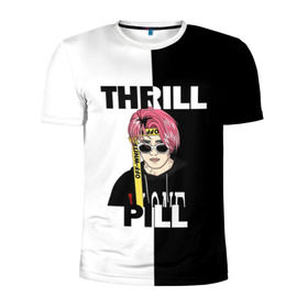 Мужская футболка 3D спортивная с принтом Thrill pill в Курске, 100% полиэстер с улучшенными характеристиками | приталенный силуэт, круглая горловина, широкие плечи, сужается к линии бедра | pill | thrill | thrill pill | пилл | тимур самедов | трилл | трилл пилл