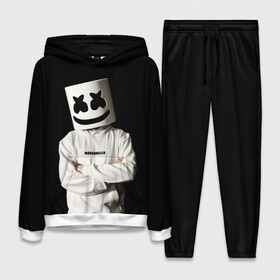 Женский костюм 3D (с толстовкой) с принтом Marshmello в Курске,  |  | christopher | comstock | dj | dotcom | friends | marshmallow | marshmello | usa | диджей | друзья | комсток | крис | маршмэллоу | продюсер | сша