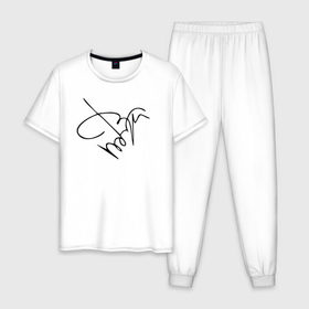Мужская пижама хлопок с принтом Автограф Джонни Деппа в Курске, 100% хлопок | брюки и футболка прямого кроя, без карманов, на брюках мягкая резинка на поясе и по низу штанин
 | 