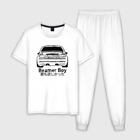 Мужская пижама хлопок с принтом Beamer boy в Курске, 100% хлопок | брюки и футболка прямого кроя, без карманов, на брюках мягкая резинка на поясе и по низу штанин
 | beamer | beamer boy | bmw | lil | lil peep | peep | rap