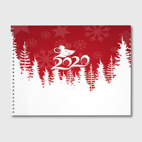 Альбом для рисования с принтом Символ года 2020 в Курске, 100% бумага
 | матовая бумага, плотность 200 мг. | christmas | claus | jingle | merry | santa | дед мороз | елка | игрушки | клаус | колокольчики | крыса | куранты | мишура | олени | праздник | рождество | салют | санта | снеговик | снежинки