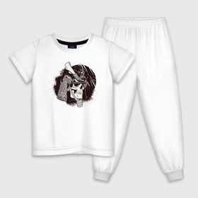 Детская пижама хлопок с принтом Самурай в Курске, 100% хлопок |  брюки и футболка прямого кроя, без карманов, на брюках мягкая резинка на поясе и по низу штанин
 | japan | ninja | samurai | skull | воин | ниндзя | самурай | череп | япония