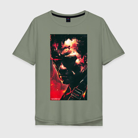Мужская футболка хлопок Oversize с принтом Terminator в Курске, 100% хлопок | свободный крой, круглый ворот, “спинка” длиннее передней части | arnold schwarzenegger | movie | terminator | железный арни | кино | терминатор