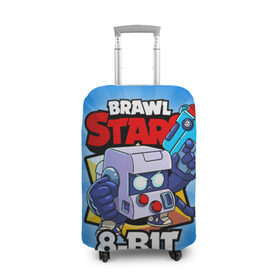 Чехол для чемодана 3D с принтом BRAWL STARS 8-BIT в Курске, 86% полиэфир, 14% спандекс | двустороннее нанесение принта, прорези для ручек и колес | 8 bit | 8 бит | brawl stars | brawl stars 8 bit | brawler | бравл старз | бравлер