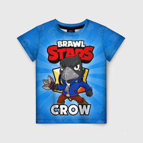 Детская футболка 3D с принтом BRAWL STARS CROW в Курске, 100% гипоаллергенный полиэфир | прямой крой, круглый вырез горловины, длина до линии бедер, чуть спущенное плечо, ткань немного тянется | brawl stars | brawl stars crow | brawler | crow | бравл старз | бравлер | ворон