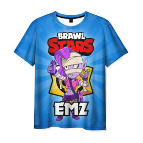 Мужская футболка 3D с принтом BRAWL STARS EMZ в Курске, 100% полиэфир | прямой крой, круглый вырез горловины, длина до линии бедер | brawl stars | brawl stars emz | brawler | emz | бравл старз | бравлер | эмз