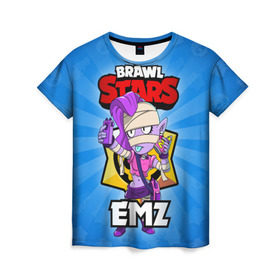 Женская футболка 3D с принтом BRAWL STARS EMZ в Курске, 100% полиэфир ( синтетическое хлопкоподобное полотно) | прямой крой, круглый вырез горловины, длина до линии бедер | brawl stars | brawl stars emz | brawler | emz | бравл старз | бравлер | эмз