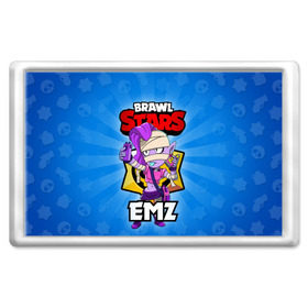 Магнит 45*70 с принтом BRAWL STARS EMZ в Курске, Пластик | Размер: 78*52 мм; Размер печати: 70*45 | brawl stars | brawl stars emz | brawler | emz | бравл старз | бравлер | эмз