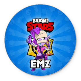 Коврик для мышки круглый с принтом BRAWL STARS EMZ в Курске, резина и полиэстер | круглая форма, изображение наносится на всю лицевую часть | brawl stars | brawl stars emz | brawler | emz | бравл старз | бравлер | эмз