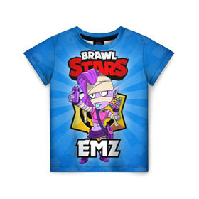 Детская футболка 3D с принтом BRAWL STARS EMZ в Курске, 100% гипоаллергенный полиэфир | прямой крой, круглый вырез горловины, длина до линии бедер, чуть спущенное плечо, ткань немного тянется | brawl stars | brawl stars emz | brawler | emz | бравл старз | бравлер | эмз