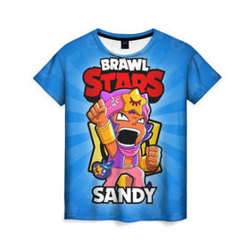 Женская футболка 3D с принтом BRAWL STARS SANDY в Курске, 100% полиэфир ( синтетическое хлопкоподобное полотно) | прямой крой, круглый вырез горловины, длина до линии бедер | brawl stars | brawl stars sandy | brawler | sandy | бравл старз | бравлер | сэнди