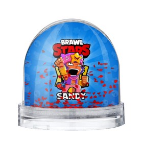Снежный шар с принтом BRAWL STARS SANDY в Курске, Пластик | Изображение внутри шара печатается на глянцевой фотобумаге с двух сторон | brawl stars | brawl stars sandy | brawler | sandy | бравл старз | бравлер | сэнди