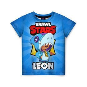 Детская футболка 3D с принтом BRAWL STARS LEON в Курске, 100% гипоаллергенный полиэфир | прямой крой, круглый вырез горловины, длина до линии бедер, чуть спущенное плечо, ткань немного тянется | brawl stars | brawl stars leon | brawler | leon | бравл старз | бравлер | леон