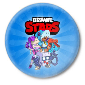 Значок с принтом BRAWL STARS в Курске,  металл | круглая форма, металлическая застежка в виде булавки | 8 bit | 8 бит | brawl stars | brawler | emz | leon | nita | бравл старз | бравлер | леон | нита | эмз